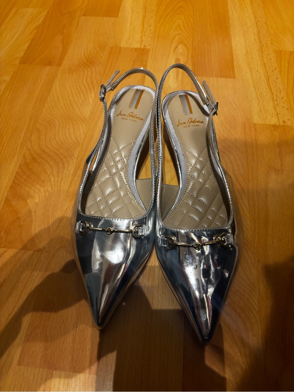 Sam Edelman Farrah Metallic Silver Slingback Pump kitten heel NEW - Picture 6 of 8